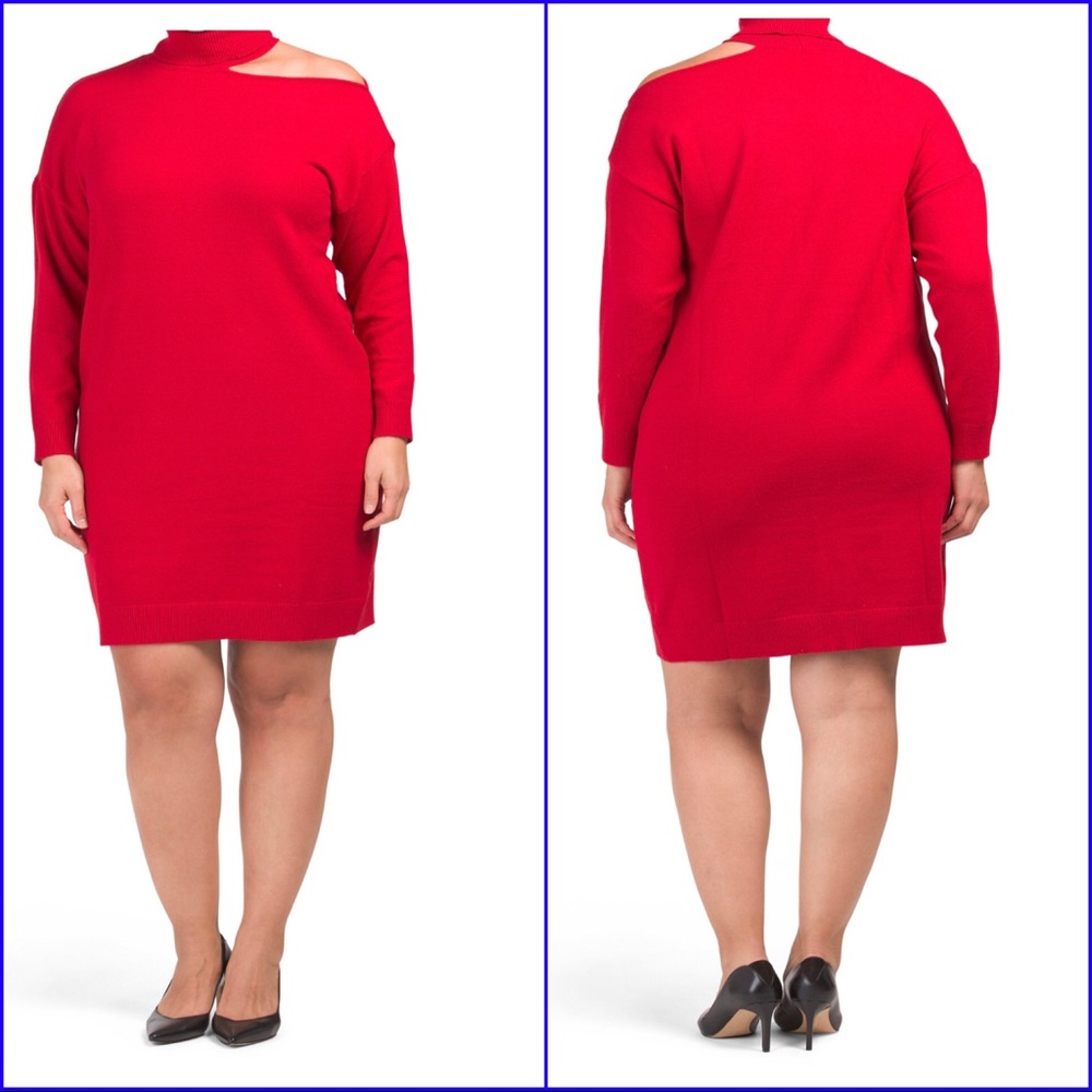 Cold shoulder sweater dress-plus size